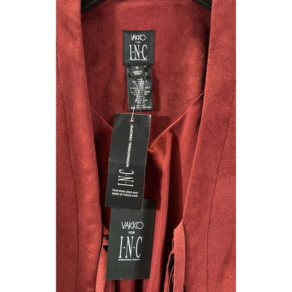 Vakko INC Women Red‎ Fringe Faux Suede Boho Jacket, Size Medium, NWT - Picture 4 of 6